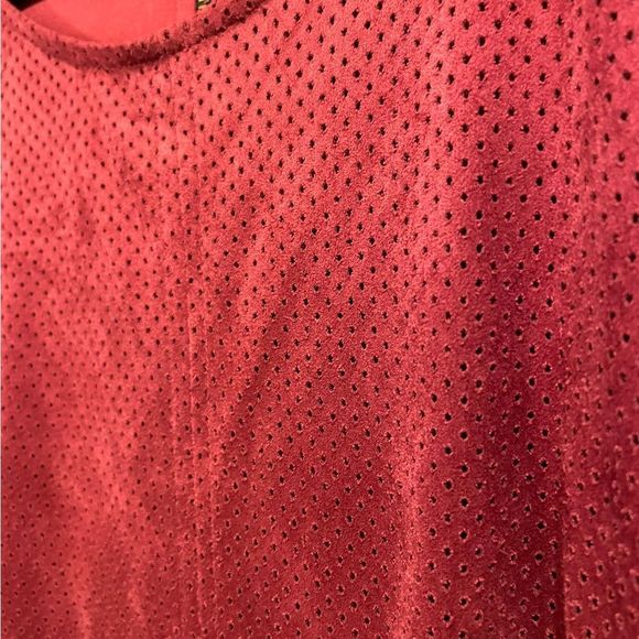 Cato Burgundy Eyelet Faux Suede Mini Shift Dress - Picture 3 of 8